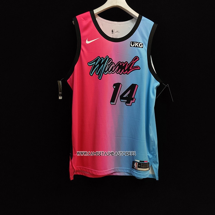 Tyler Herro NO 14 Camiseta Miami Heat Ciudad Autentico 2020-21 Azul Rosa